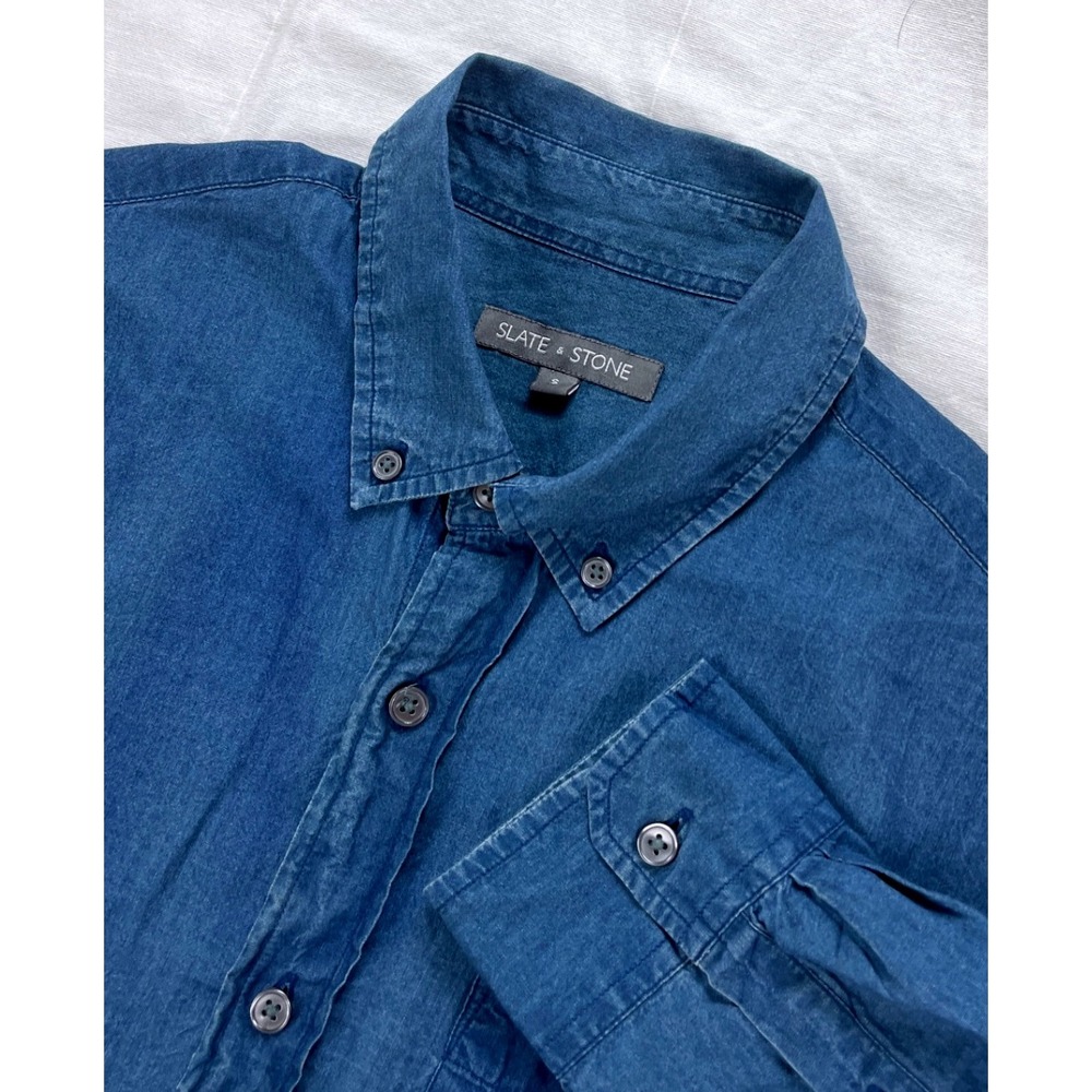 Slate & Stone Mens Button Down Shirt Long Sleeve Casual Blue‎ Size S